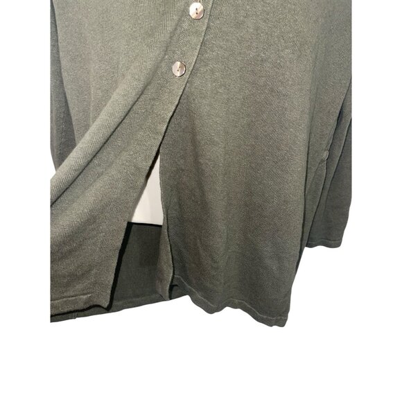 J JILL Women's Size Medium Green Linen Blend 3 Button Cardigan Sweater - Picture 6 of 13
